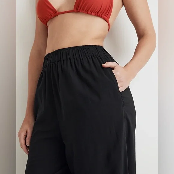 NWT Madewell Drawstring Wide-Leg Pants in black - Picture 5 of 15